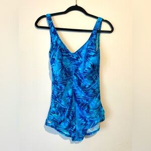 Speedo Blue Swirl One-Piece Swimsuit
